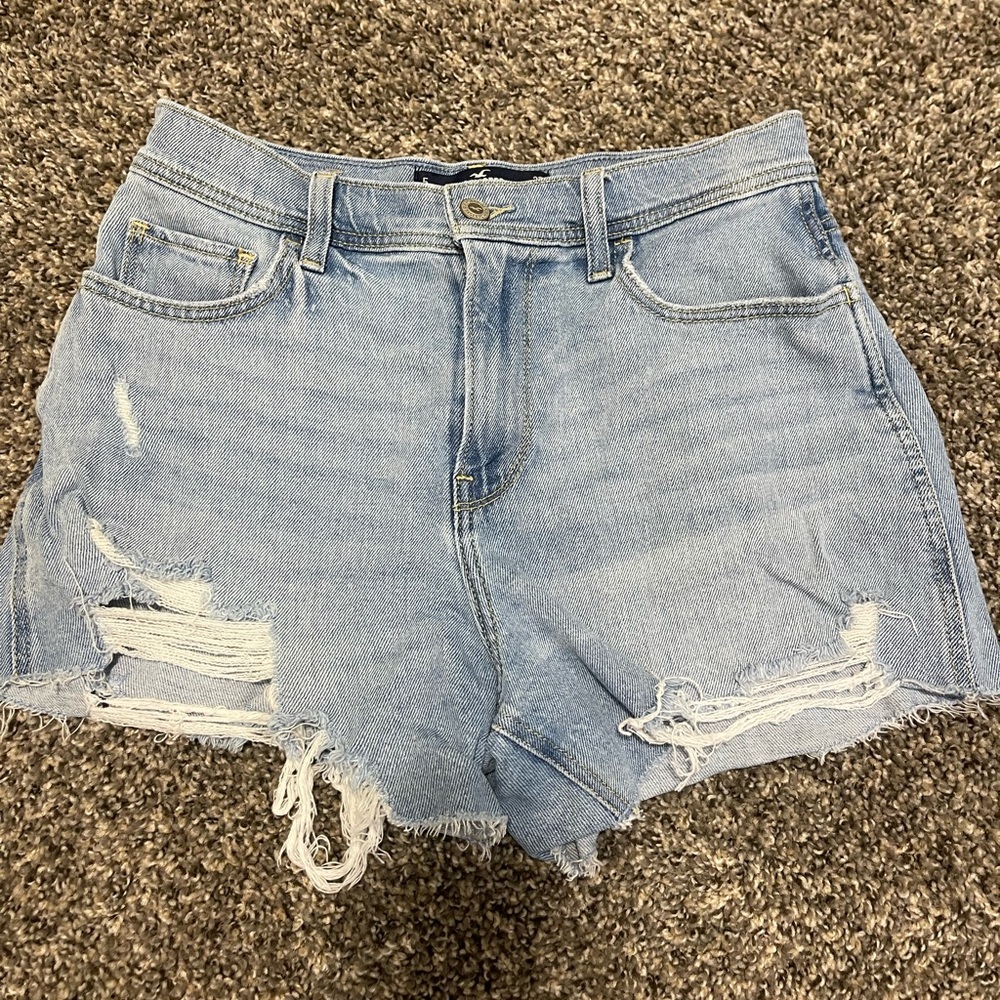Hollister Light Blue Distressed Jean Shorts